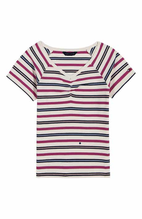 Kids' Striped Rib Ruched Raglan T-Shirt