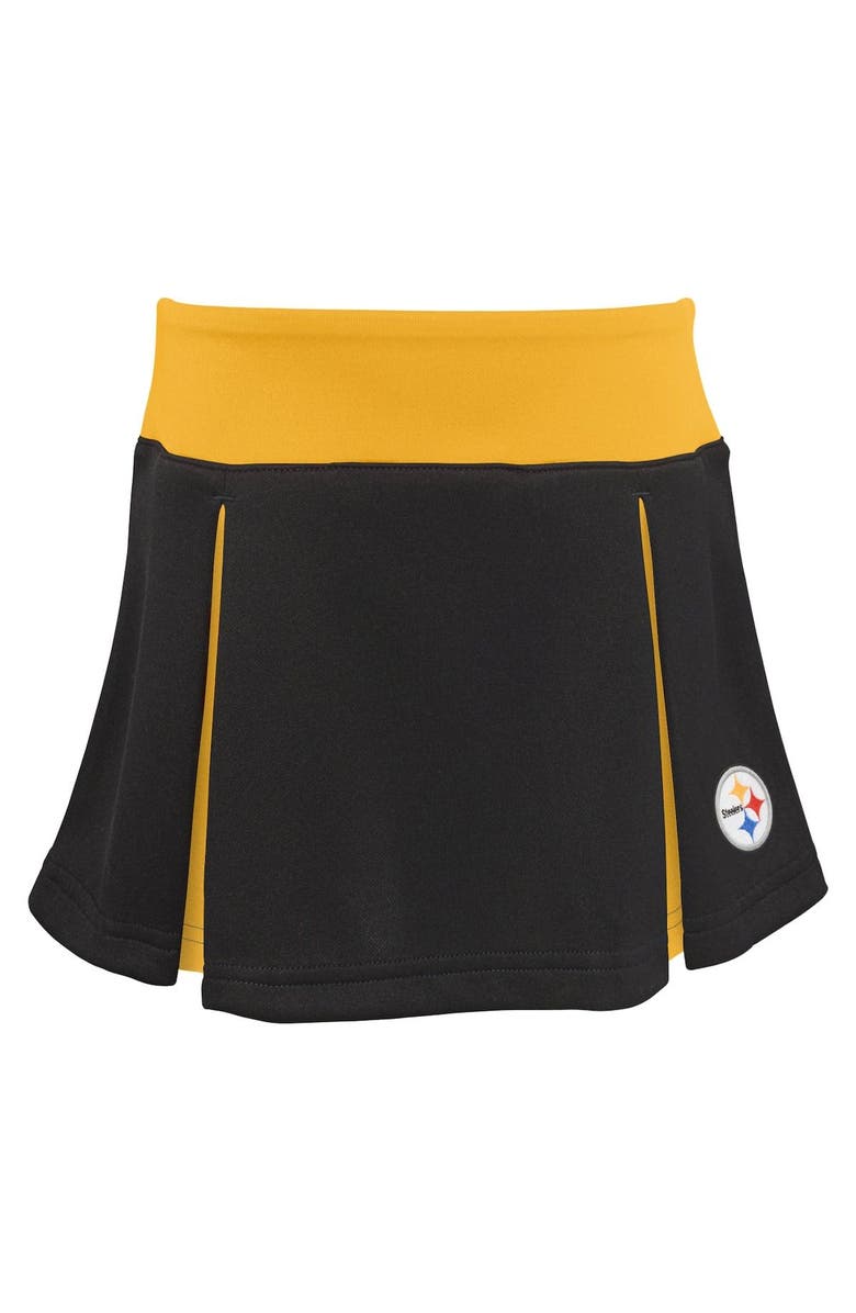 Outerstuff Girls Preschool Black Pittsburgh Steelers Spirit Cheer Two-Piece Cheerleader Set with Bloomers, Alternate, color, Black