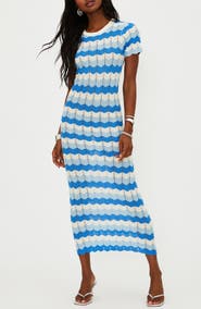Beach Riot Emory Stripe Pointelle Knit Cover-Up Maxi Dress
