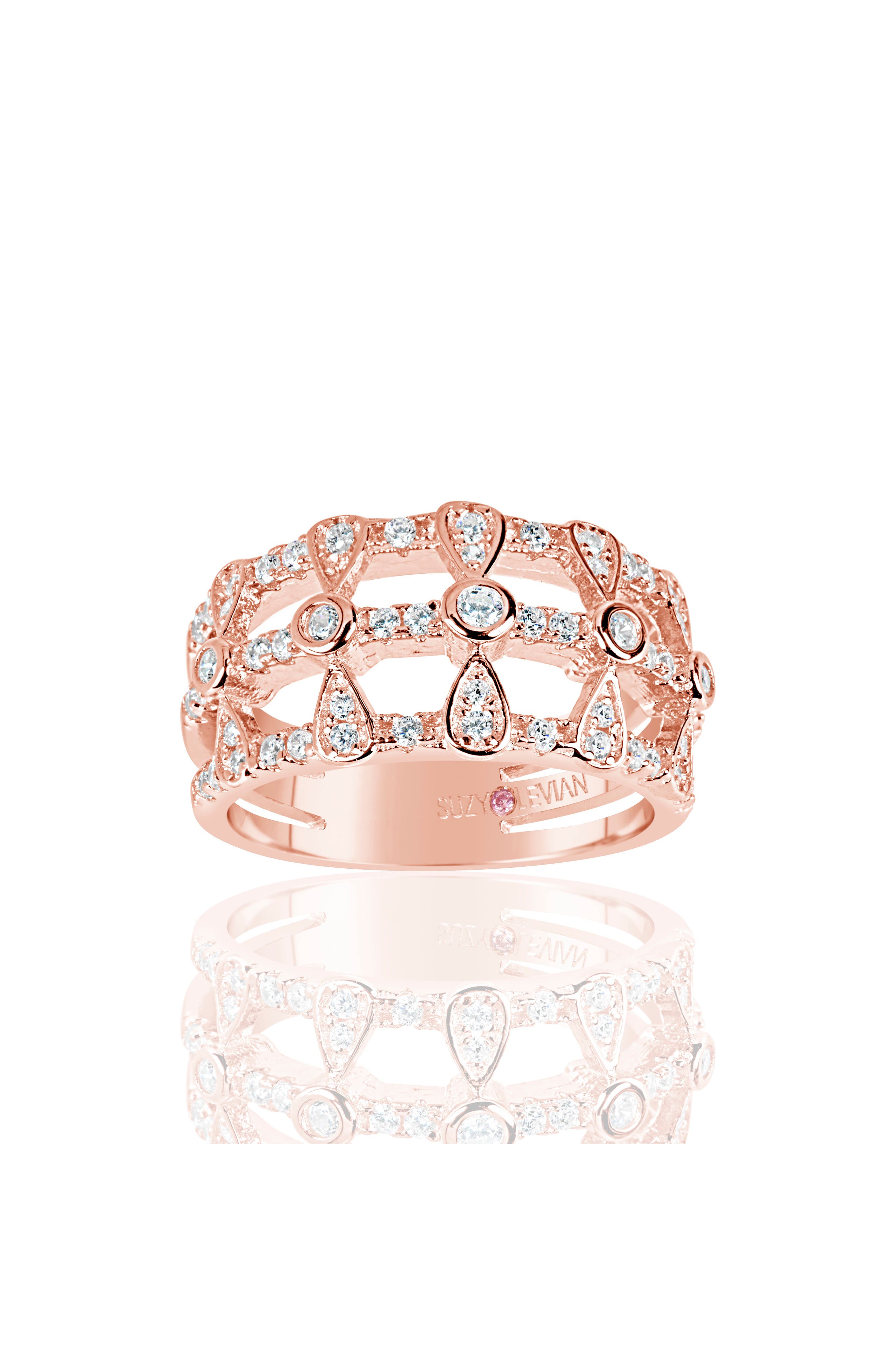 SUZY LEVIAN Three Row Multishape Ring