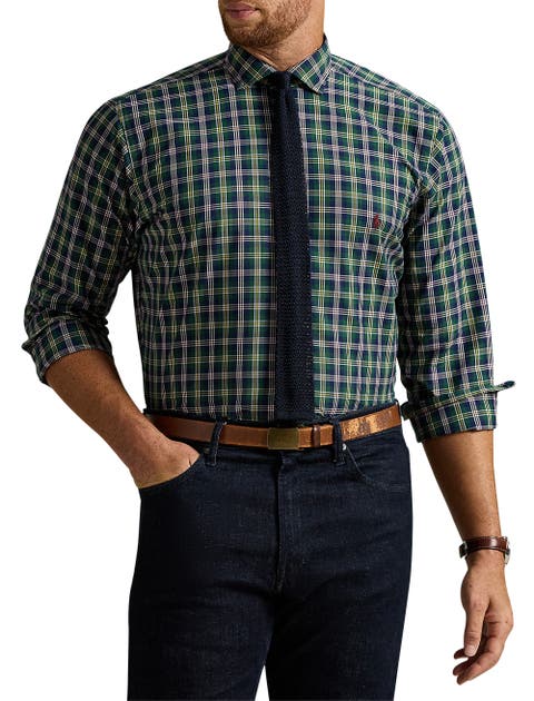 Big 
Tall 80s Sueded Plaid Sport Shirt