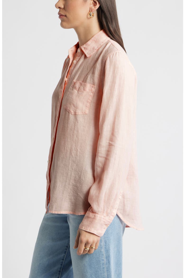 Casual Linen Button-Up Shirt, Alternate, color, PINK FRESCO