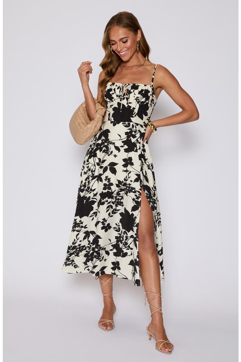Sabine Fit & Flare Milkmaid Sundress (Nordstrom Exclusive), Alternate, color, BLACK/ CREAM