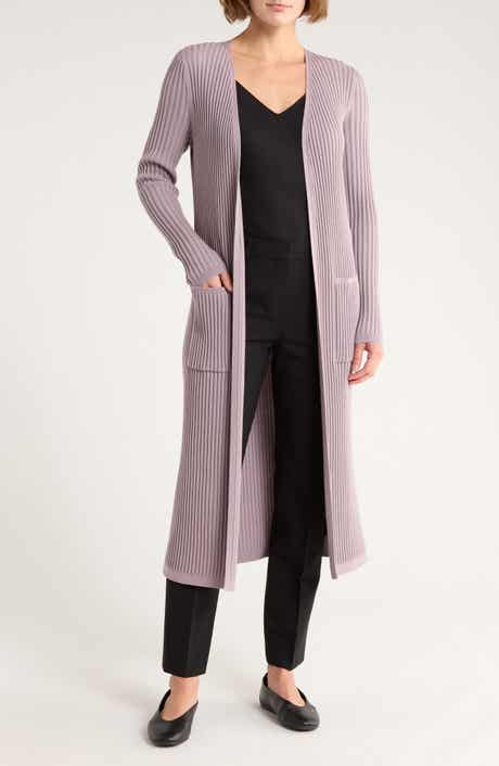 Theory Merino Wool Rib Longline Cardigan