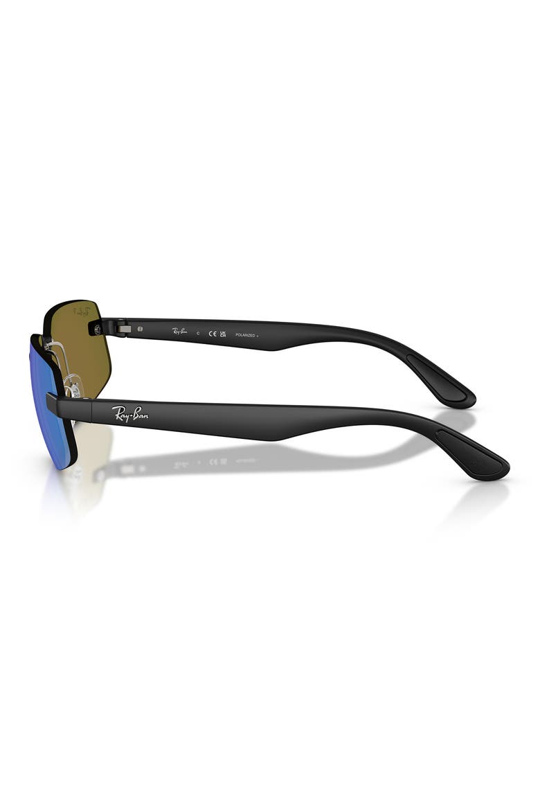 60mm Polarized Irregular Sunglasses, Alternate, color, SAND BLACK / POLAR GREEN BLUE
