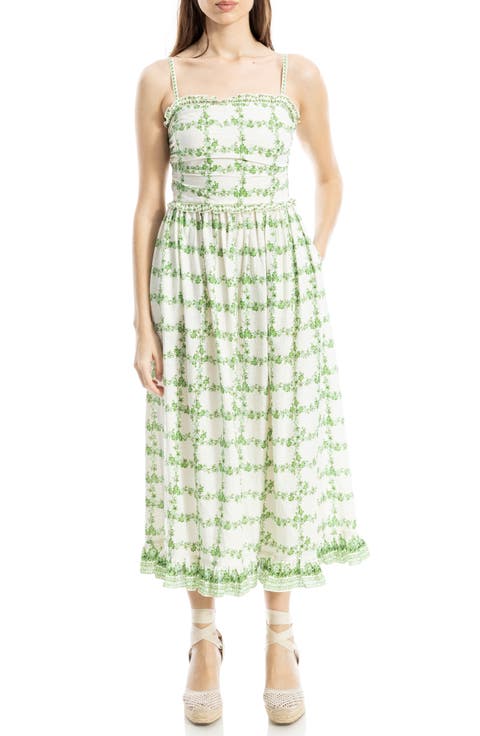 Ruffle Printed Midi Sundress