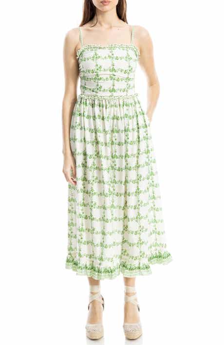 MAX STUDIO Ruffle Printed Midi Sundress