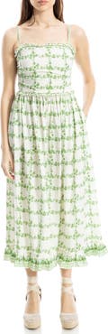 MAX STUDIO Ruffle Printed Midi Sundress