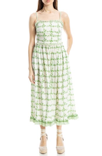 Max Studio Ruffle Printed Midi Sundress