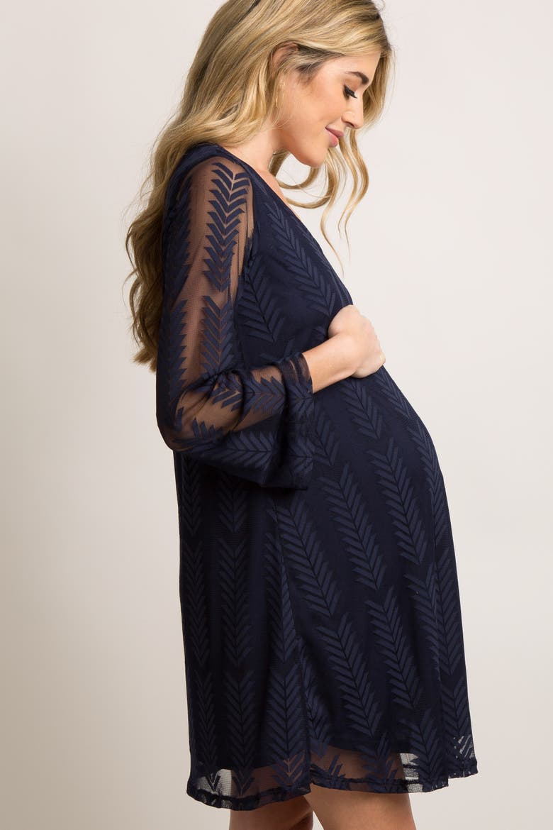 Mesh Overlay Dress, Alternate, color, Navy Blue