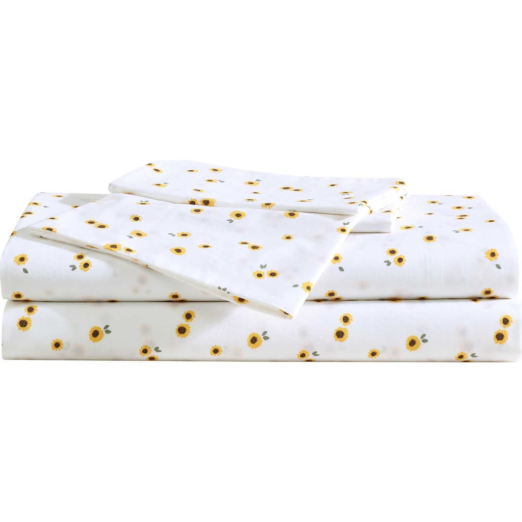 Eddie Bauer Sunflower 200 Thread Count Cotton Percale Full Sheet Set In Black
