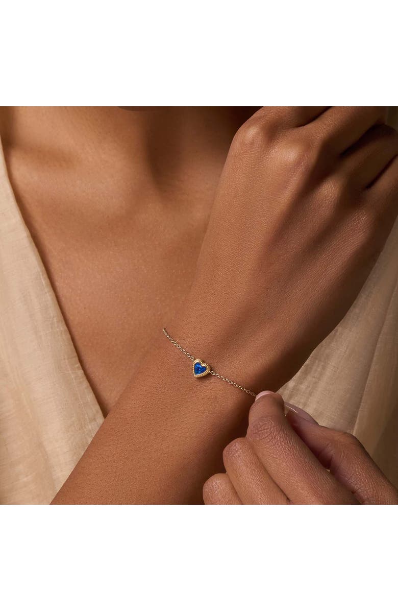 Karma and Luck Calming Vibrations Lab Blue Opal Heart Gold Bracelet, Alternate, color, Gold/Blue