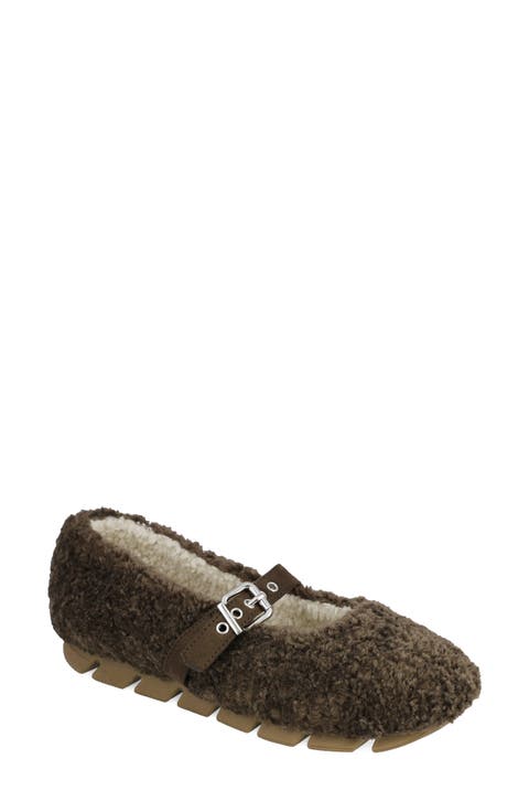 Kayti Faux Shearling Mary Jane Flat (Women)