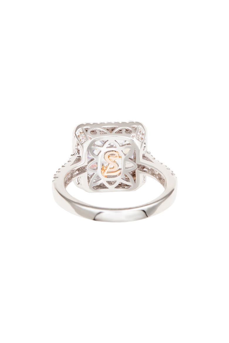 Sterling Silver Asscher Cut Cubic Zirconia Halo Ring, Alternate, color, SILVER