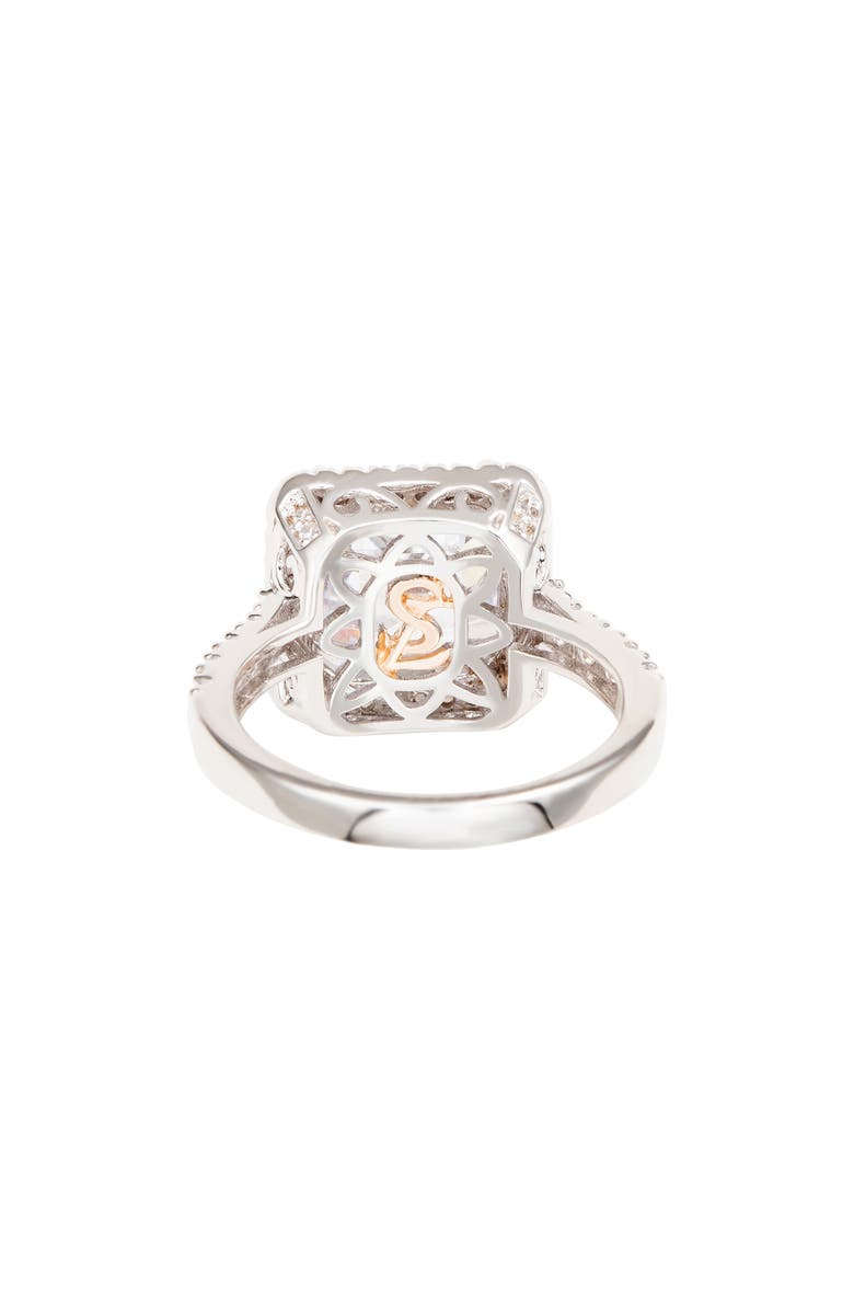 SUZY LEVIAN Sterling Silver Asscher Cut Cubic Zirconia Halo Ring, Alternate, color, Silver