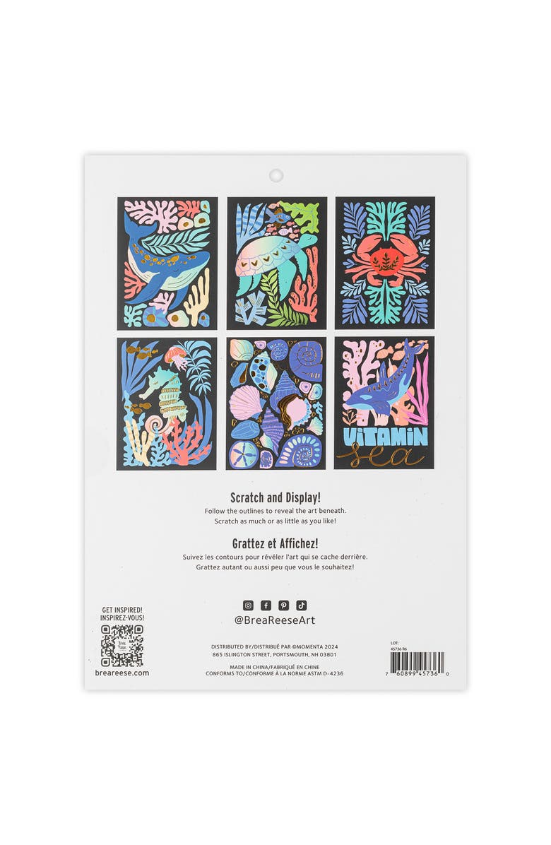 Brea Reese Scratch Art Paper Pad, Coastal & Oceanic, Alternate, color, Multicolored