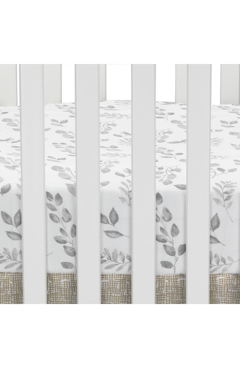 Lambs & Ivy Painted Forest Watercolor Leaf Print Baby Fitted Crib Sheet, Alternate, color, Gray