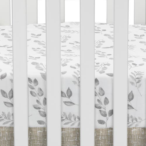 Lambs & Ivy Painted Forest Watercolor Leaf Print Baby Fitted Crib Sheet In Gray
