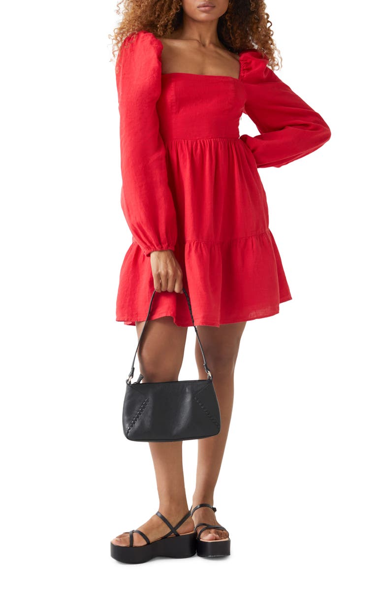 & Other Stories Smocked Square Neck Long Sleeve Tiered Minidress, Main, color, 