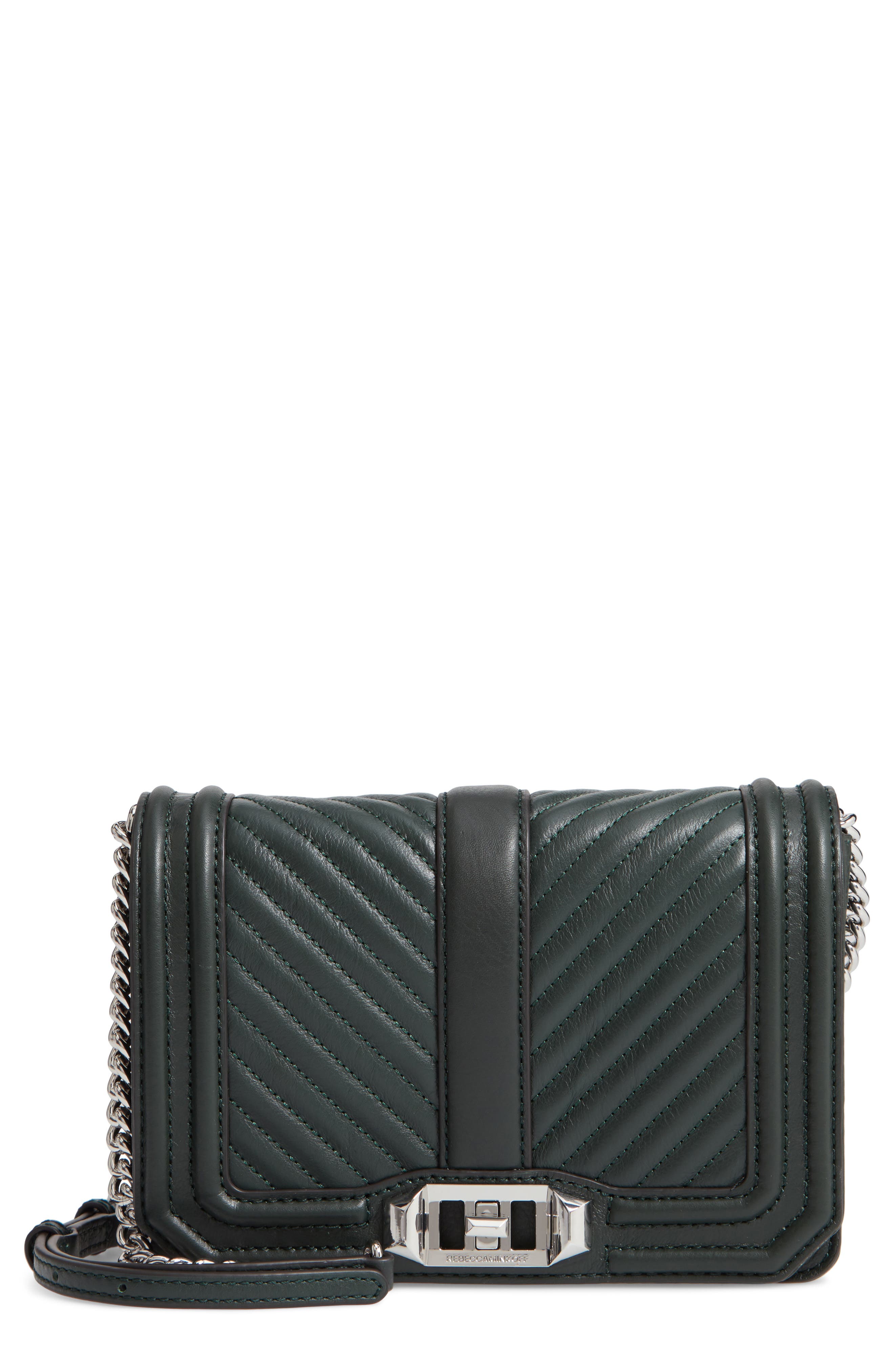 Rebecca Minkoff Small Love Leather Crossbody Bag, Main, color, Pine