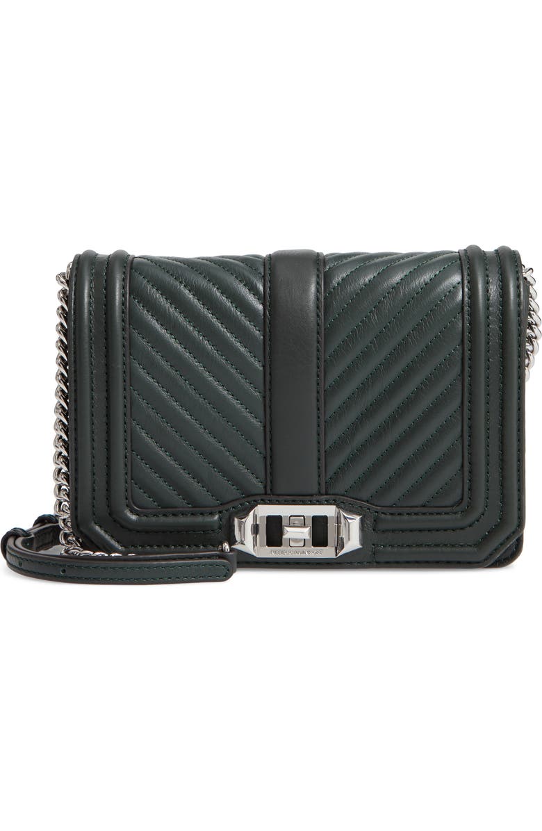 Rebecca Minkoff Small Love Leather Crossbody Bag, Main, color, Pine
