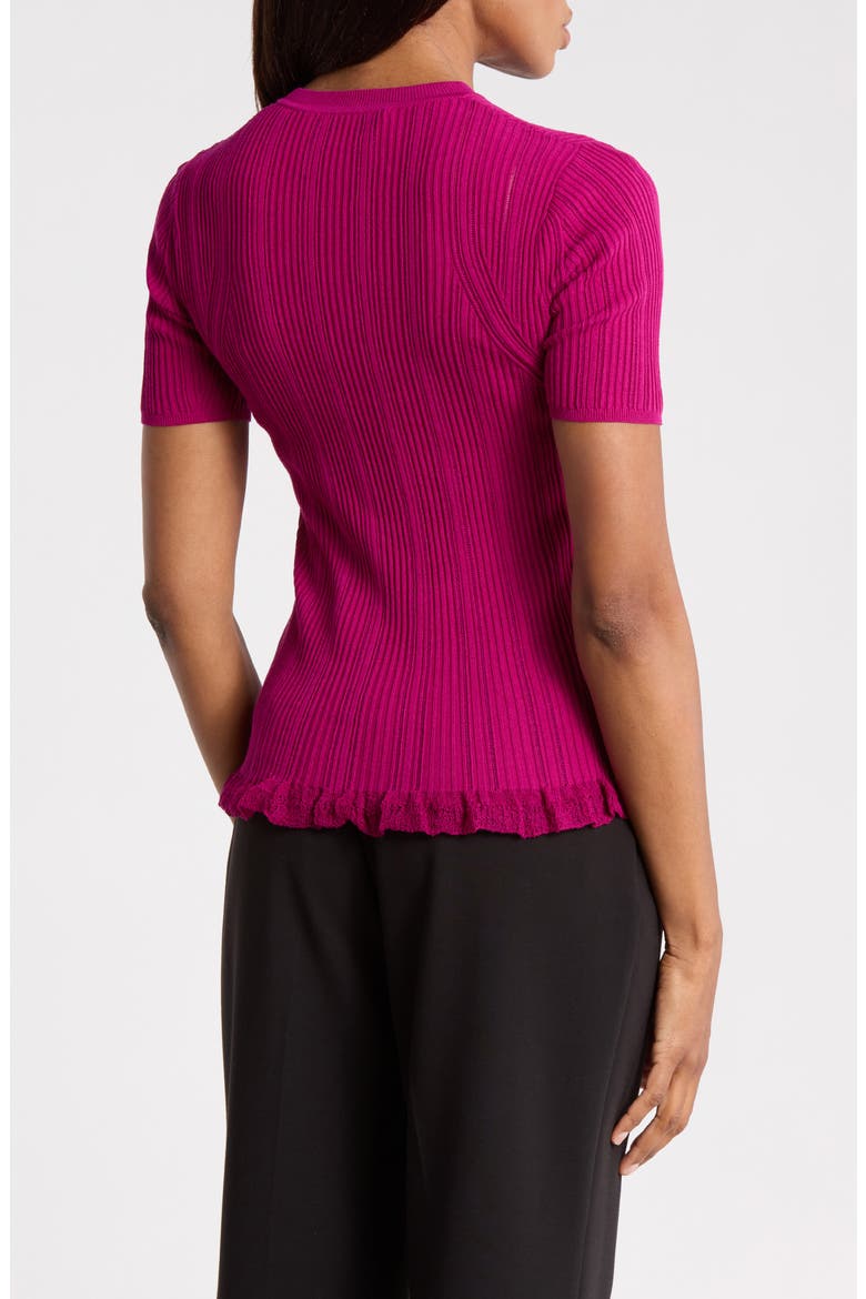 Variegated Rib Short Sleeve Crewneck Top, Alternate, color, MULBERRY