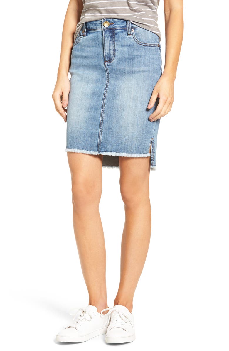 KUT from the Kloth Connie High/Low Denim Skirt, Main, color, 
