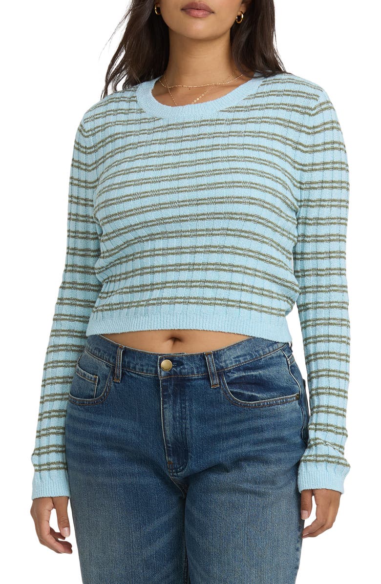 Billabong Clare Rib Crop Sweater, Alternate, color, Misty Blue