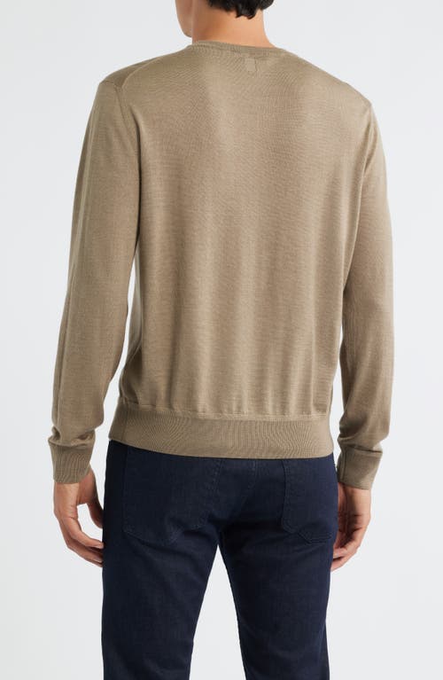 Canali Wool, Silk & Cashmere Crewneck Sweater In Brown