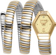 Just Cavalli Romina Snake Wraparound Bracelet Watch, 22.5mm x 28.5mm
