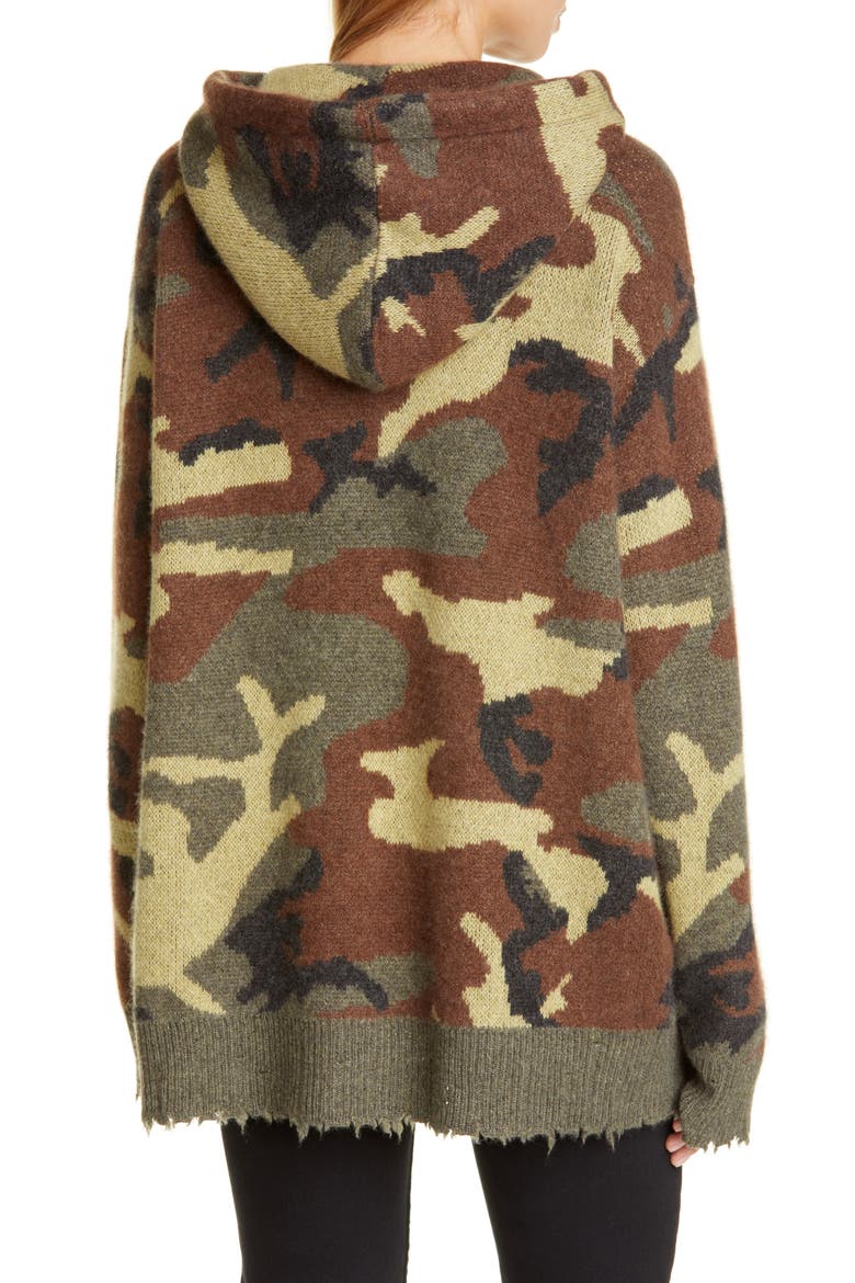 Camo Cashmere Hoodie Sweater, Alternate, color, CAMO