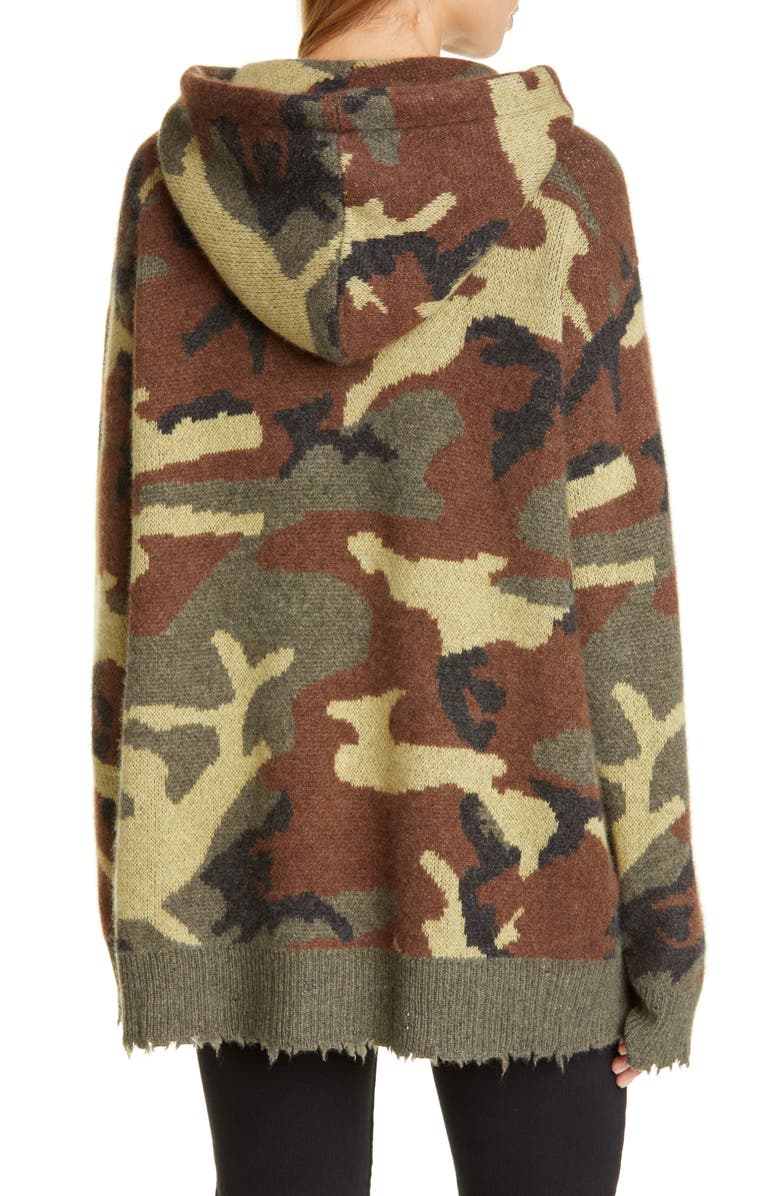 R13 Camo Cashmere Hoodie Sweater, Alternate, color, 