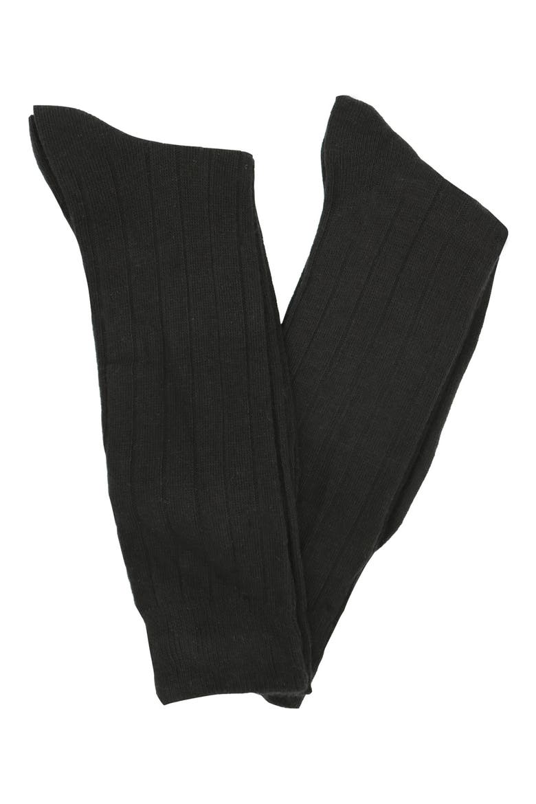 Wide Ribbed Cashmere Blend Knit Dress Socks - Pack of 2, Main, color, BLACK