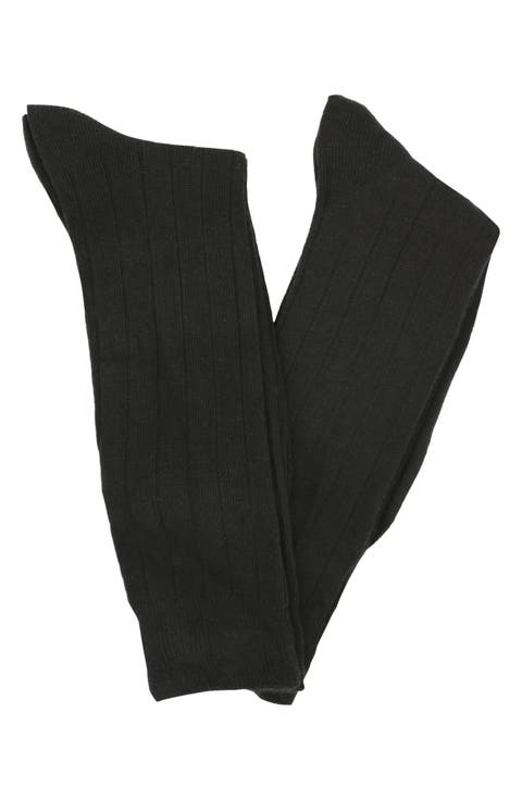LORENZO UOMO Wide Ribbed Cashmere Blend Knit Dress Socks - Pack of 2