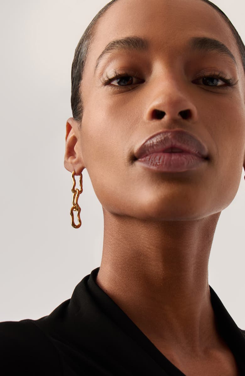 Missoma Molten Ovate Triple Link Drop Earrings, Alternate, color, Gold