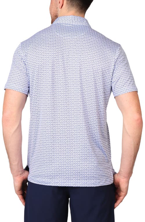 Shop Tailorbyrd Abstract Geo Print Performance Polo In Blue
