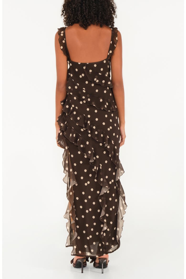 Cascade Ruffle Chiffon Maxi Dress, Alternate, color, POLKA DOTS CREAM