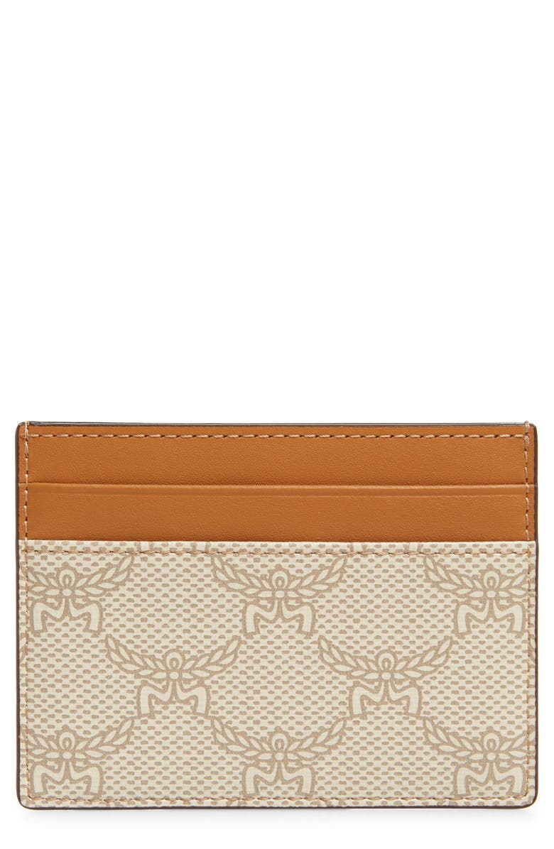 MCM Small Himmel Lauretos Coated Canvas Card Case, Main, color, Oatmeal