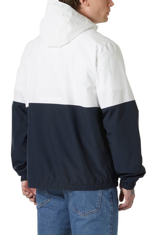Helly Hansen Koster Waterproof Hooded Rain Jacket In White/navy