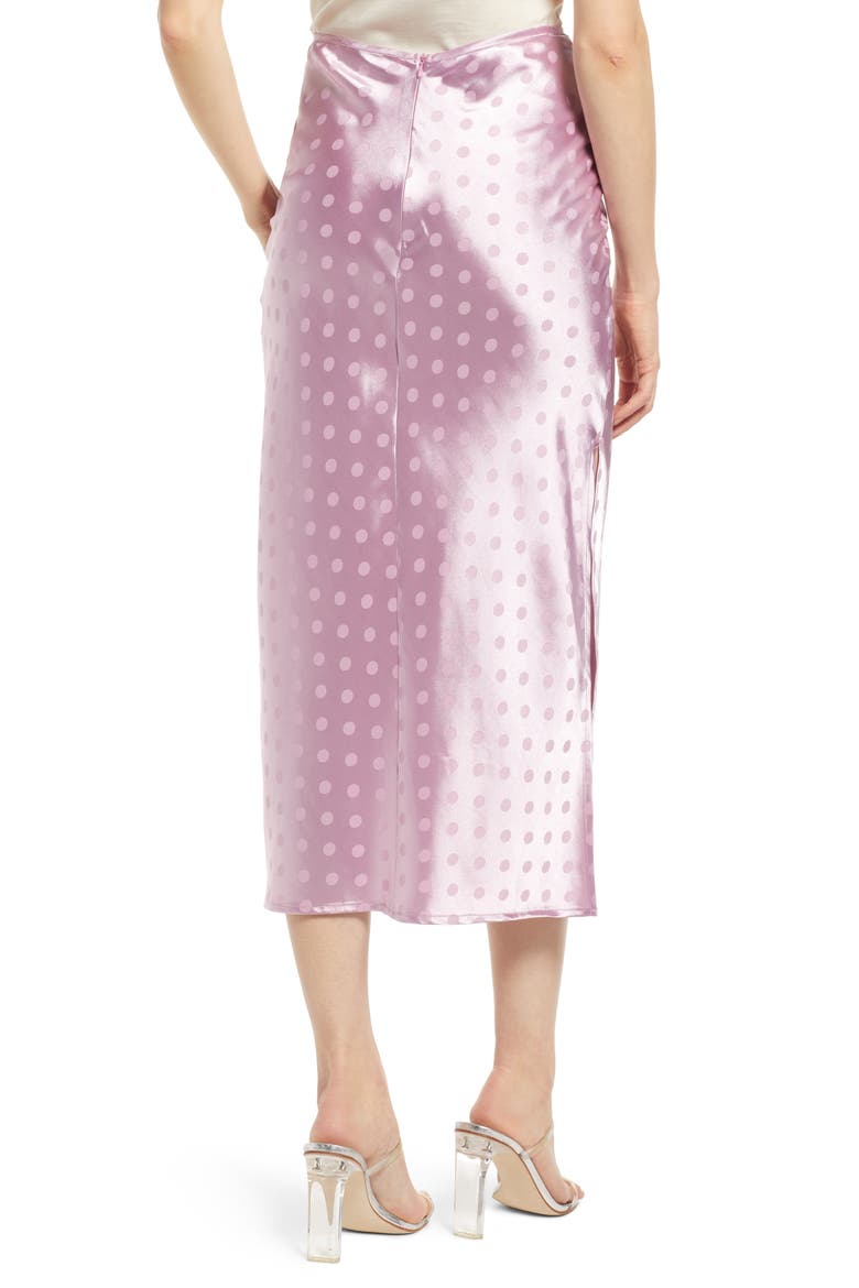 Ivy Polka Dot Satin Jacquard Midi Skirt, Alternate, color, LAVENDER
