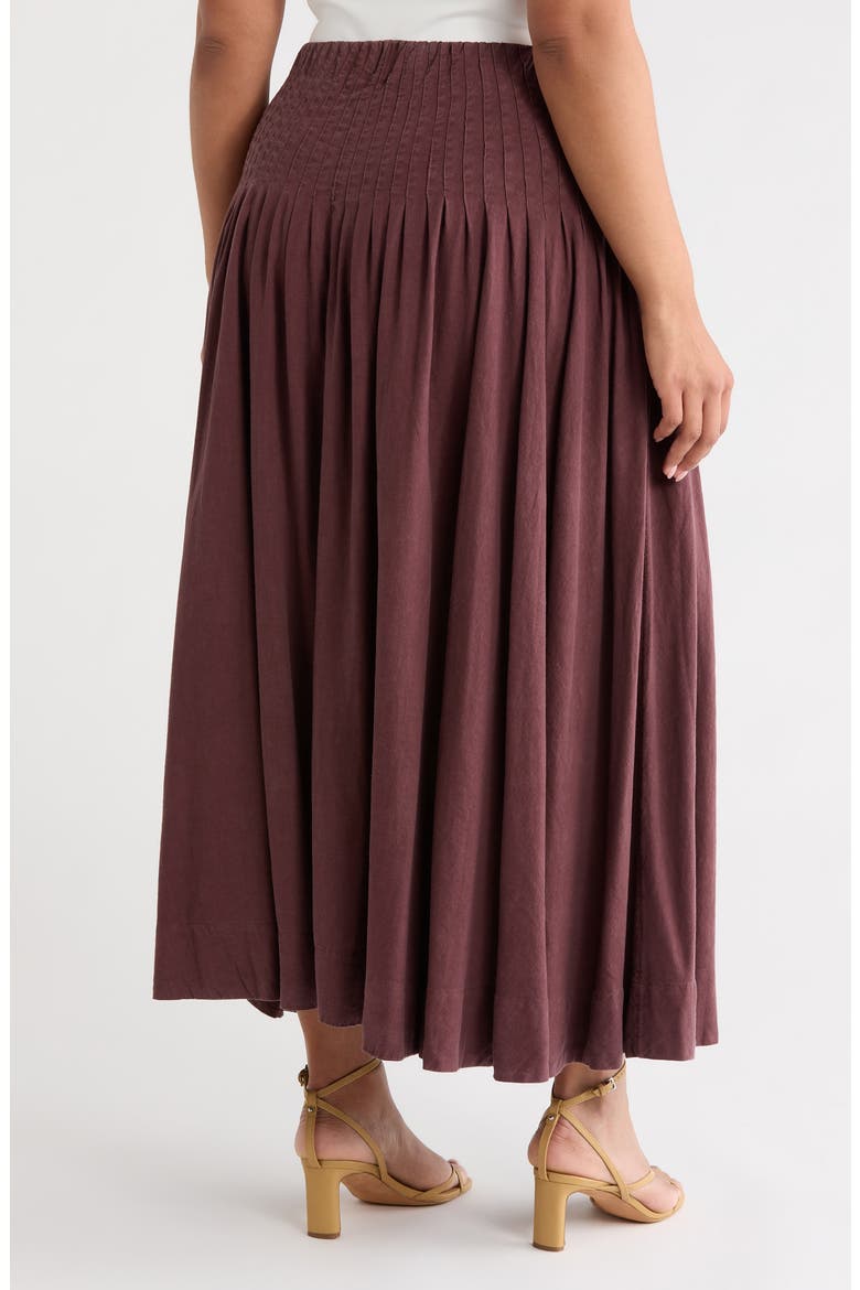 Pleated Linen Blend Maxi Skirt, Alternate, color, BROWN MALICACIA