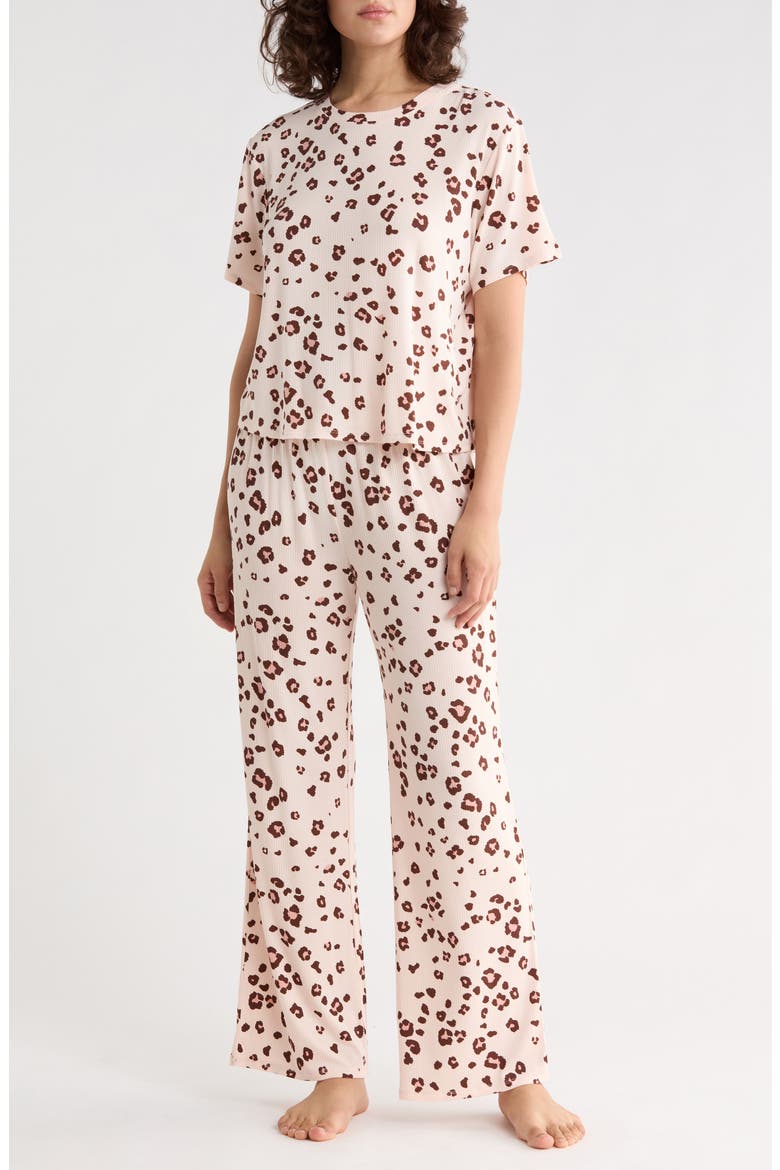 Revival Rib Pajamas, Main, color, BLUSH LEOPARD