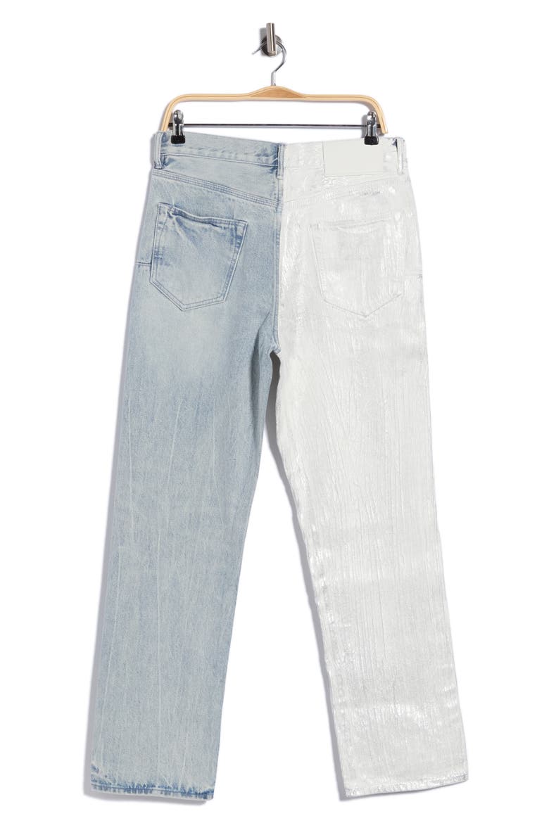 Metallic Crackle High Waist Straight Leg Jeans, Alternate, color, CRACKLE SILVER