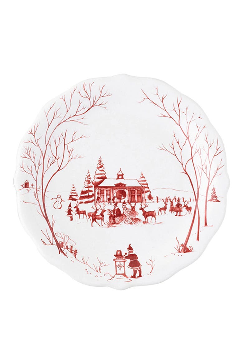 Country Estate Winter Frolic Set of 4 Party Plates, Alternate, color, RUBY