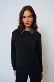 Central Park West Dash Denim Collar Pullover