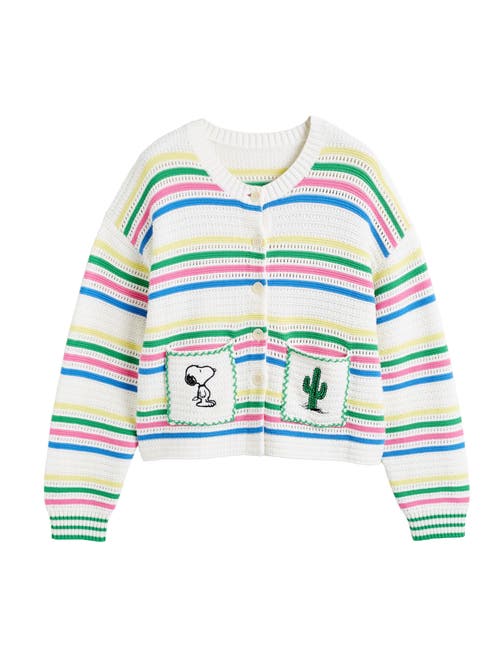 Chinti & Parker X Snoopy Peanuts Vacation Cardigan In Cream