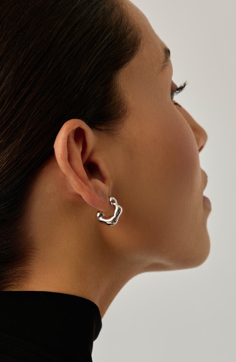 Missoma x Eny Lee Parker Puffy Mini Hoop Earrings, Alternate, color, Silver