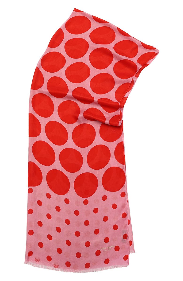 Kate Spade New York seasonless dot oblong scarf, Alternate, color, Classic Red Surf Pink