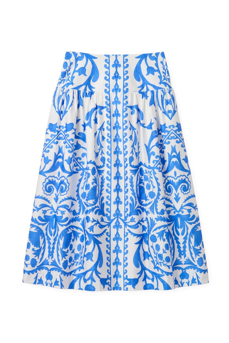 Georgia Printed Midi Skirt, Main, color, Provence Blue