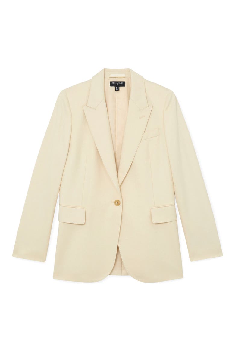 Anya Pickstitch Detail Silk & Wool Jacket, Alternate, color, CREAM